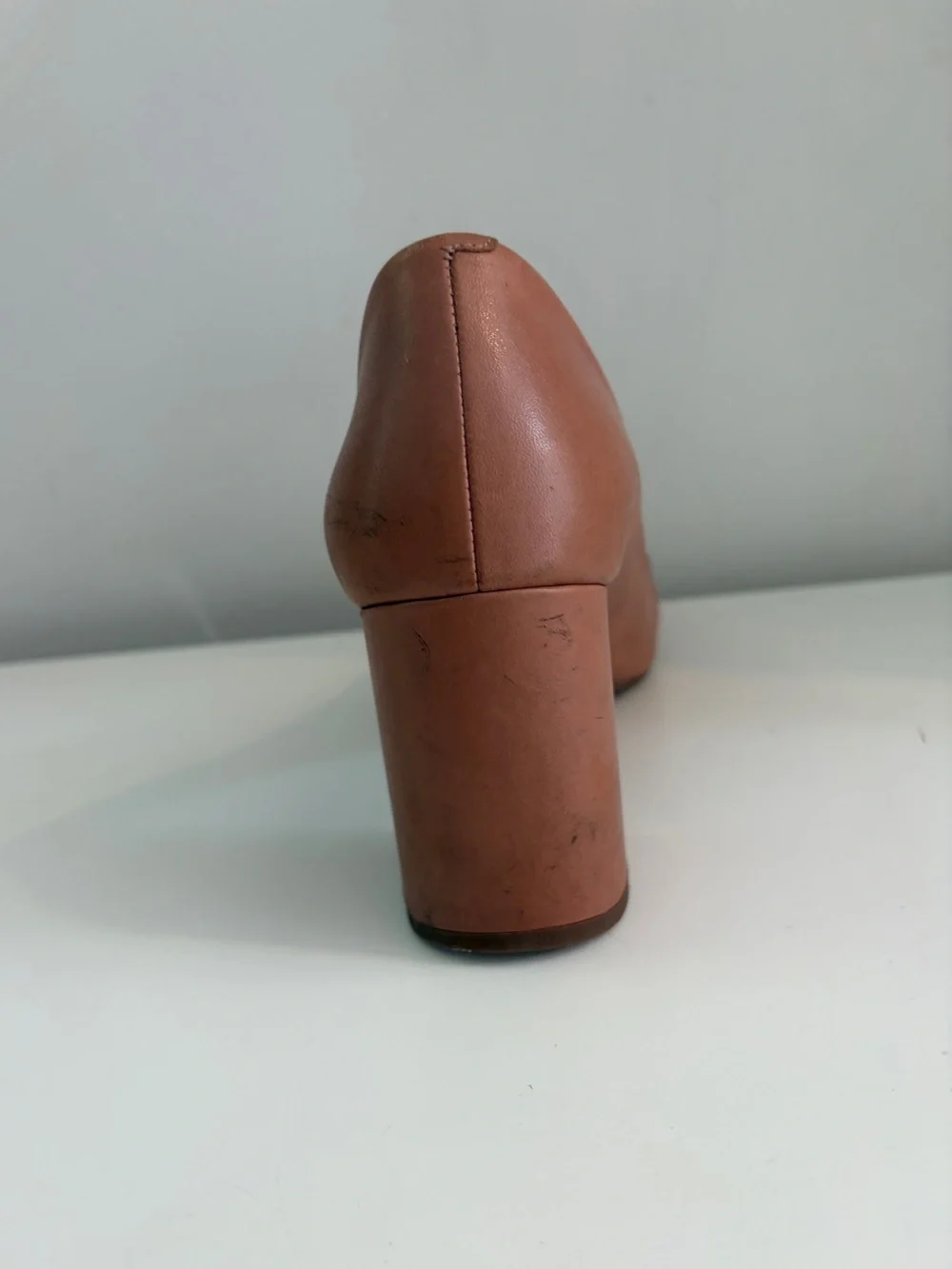 Cole Haan Women Emory Leather Tan Round-Toe Block-Heel Pump Buckle Bow - Size 11